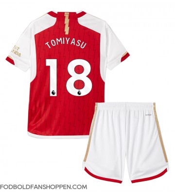 Arsenal Takehiro Tomiyasu #18 Hjemmebanetrøje Børn 2023-24 Kortærmet (+ Korte bukser)